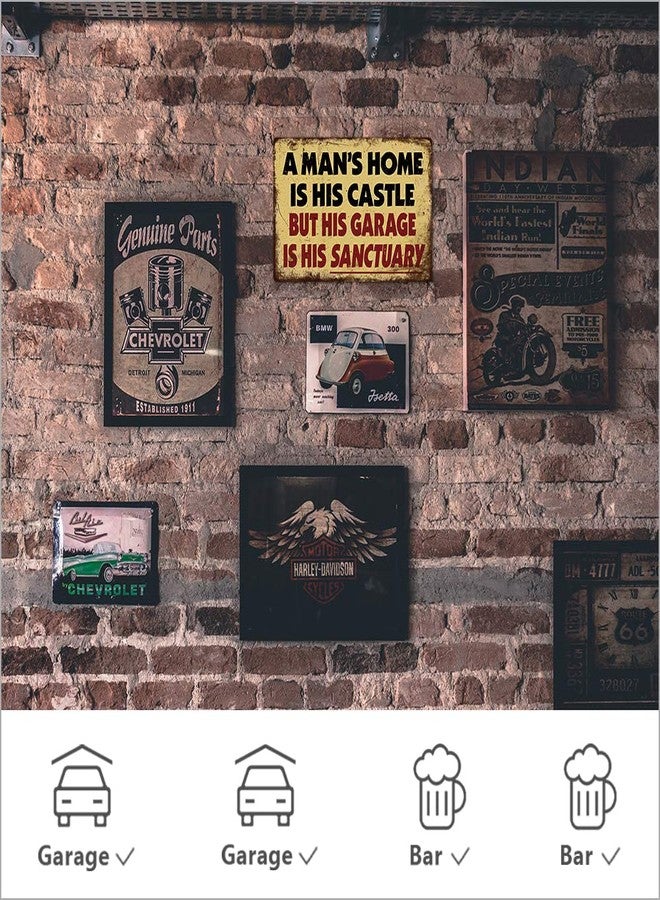 Putuo Decor Man Cave Wall Decor Garage Accessories For Men, Vintage Metal Tin Sign Garage Man Cave Wall Decor - A Man's Home Is His Castle But His Garage Is His Sanctuary Sign 12x8 in - Image 5